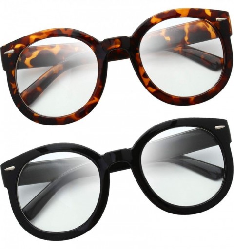Round Women's Designer Inspired Oversized Round Circle Sunglasses Retro Fashion Style - 20-black & Tortoise - CE18X06697W $20.01