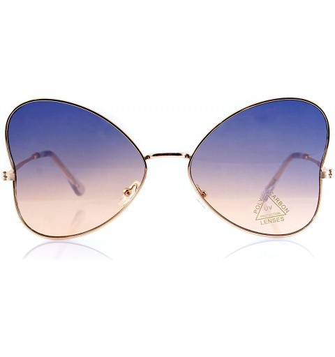 Aviator Ultra Slim Temple Gradient Flat Lens Butterfly Sunglasses A085 - Gold/ Blue Purple - CP189AOY7YK $10.98
