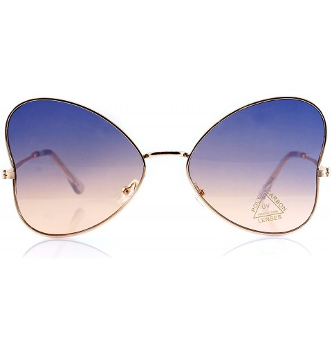 Aviator Ultra Slim Temple Gradient Flat Lens Butterfly Sunglasses A085 - Gold/ Blue Purple - CP189AOY7YK $10.98
