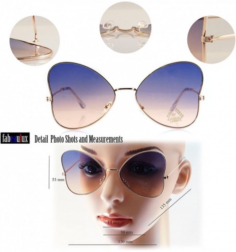 Aviator Ultra Slim Temple Gradient Flat Lens Butterfly Sunglasses A085 - Gold/ Blue Purple - CP189AOY7YK $10.98