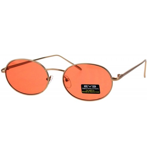 Oval Gold Oval Metal Frame Sunglasses Unisex Fashion Color Lens Shades UV 400 - Gold - CR18HY565R8 $10.78