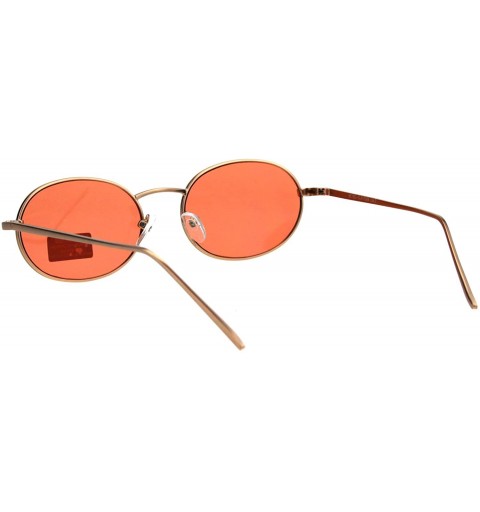 Oval Gold Oval Metal Frame Sunglasses Unisex Fashion Color Lens Shades UV 400 - Gold - CR18HY565R8 $10.78