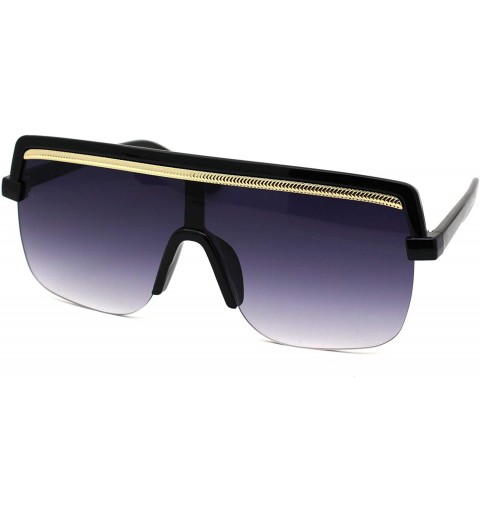 Oversized Mens Luxury Baller Metal Chain Trim Mobster Half Rim Racer Sunglasses - Black Smoke - C518ZDXTR7N $15.00