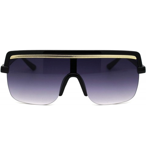 Oversized Mens Luxury Baller Metal Chain Trim Mobster Half Rim Racer Sunglasses - Black Smoke - C518ZDXTR7N $15.00