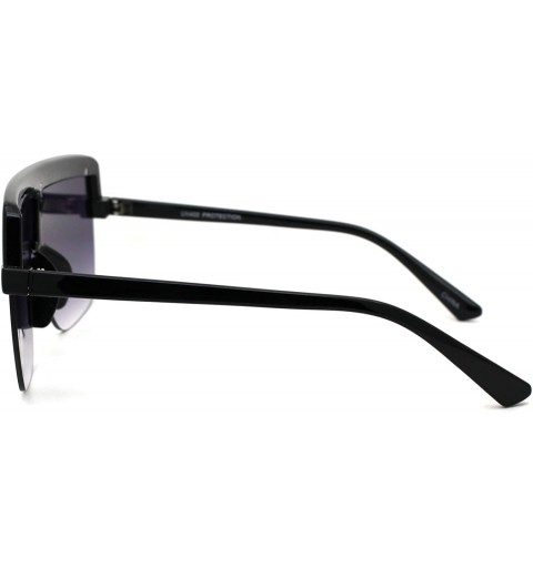 Oversized Mens Luxury Baller Metal Chain Trim Mobster Half Rim Racer Sunglasses - Black Smoke - C518ZDXTR7N $15.00