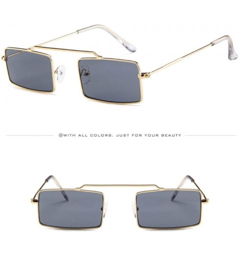 Square Vinatge Metal Frame Sunglasses for Women - Small Square Sun Glasses Cute Candy Color Eyewear Flat Top Mirrored - CP196...