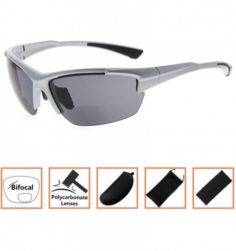Sport Sports Half-Rim Bifocal Sunglasses Anti-UV Sunglasses for Readers - Pearly Silver - C0189X5QEMM $18.34