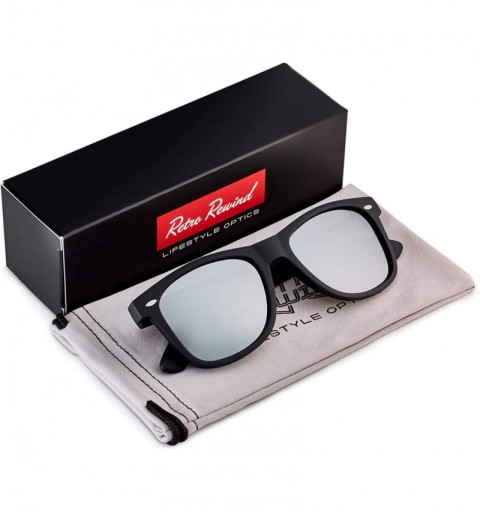 Rectangular Classic Polarized Sunglasses - Matte Black - Silver Mirror - C31960SOQTA $12.23
