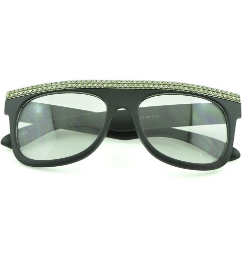 Oval Unisex Modern Bold Fashion UV Lens Sunglasses in Assorted Colors - Mat Rhinestone - C5129KC0OY7 $7.56