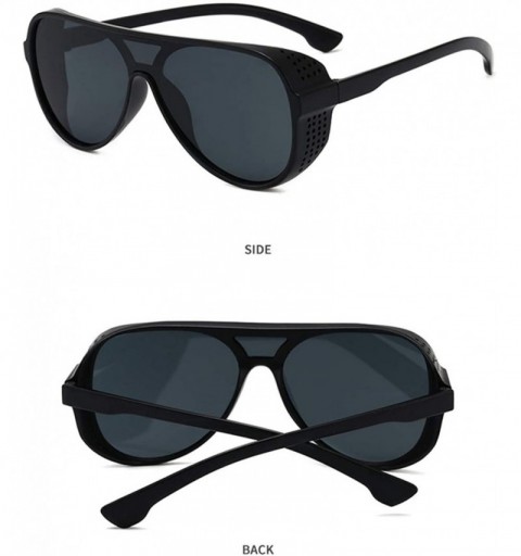 Square Unisex Steampunk Designer Square Sunglasses(Black) - Black - CB194WU7030 $15.30