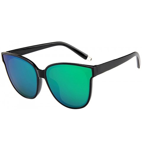 Cat Eye Sunglasses Ladies Eyewear Color Cat Eye Mirrored Eyeglasses Pink - Green - CY18QEMNX44 $11.50