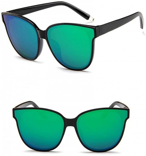 Cat Eye Sunglasses Ladies Eyewear Color Cat Eye Mirrored Eyeglasses Pink - Green - CY18QEMNX44 $11.50