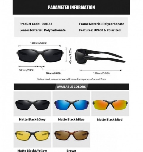 Sport Mens Sport Sunglasses Polarized TR90 Frame Eyewear for Driving Fishing Golf Baseball UV400 Protection - CA193HRLKY0 $13.99