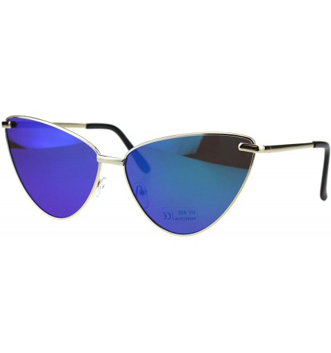 Oversized Womens Oversized Cateye Sunglasses Metal Frame Spring Hinge UV 400 - Gold (Teal Mirror) - CG18NXH6RNL $8.52