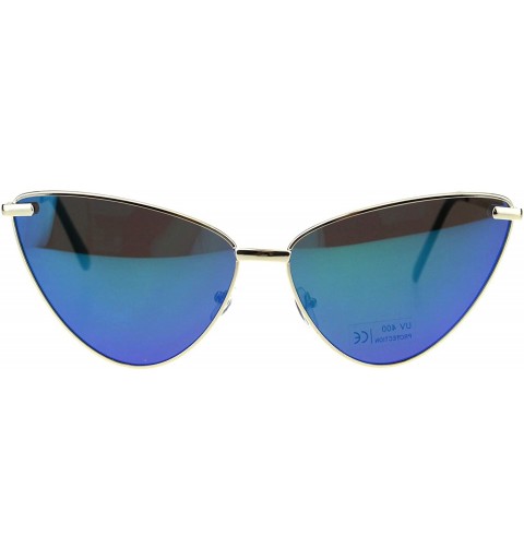 Oversized Womens Oversized Cateye Sunglasses Metal Frame Spring Hinge UV 400 - Gold (Teal Mirror) - CG18NXH6RNL $8.52