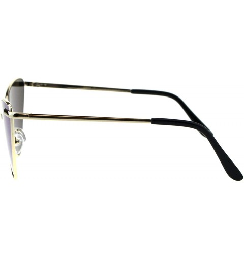 Oversized Womens Oversized Cateye Sunglasses Metal Frame Spring Hinge UV 400 - Gold (Teal Mirror) - CG18NXH6RNL $8.52