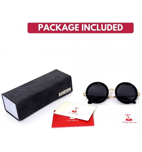 Round Chic Handmade Acetate Round Oval Frame Sunglasses with Quality UV CR39 Lens Gift Package Included - CE18R548WM8 $50.37