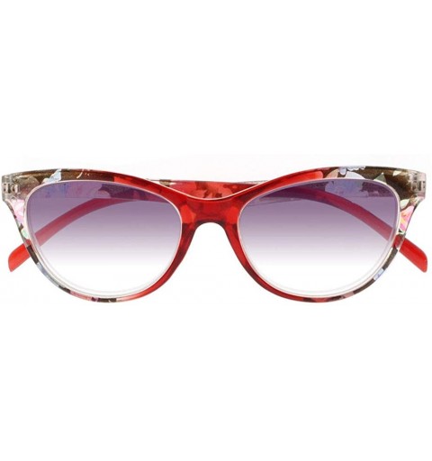 Cat Eye Women Multi-Color Cat Eye Flower Tinted Lens Reader Reading Glasses +1.0 ~ +4.0 - Red - C218HU55AM8 $11.03