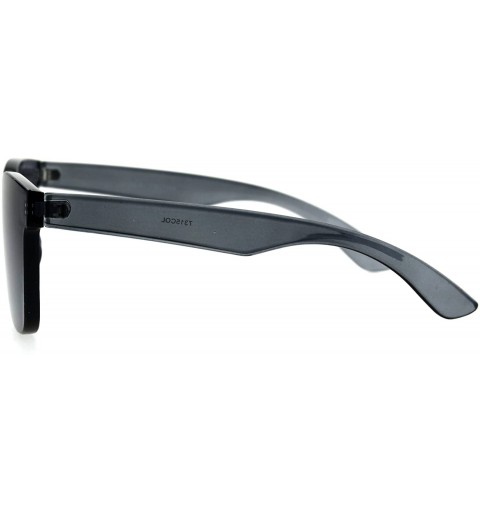 Shield Thick Solid Plastic Color Lens Horned Rim Panel Shield Sunglasses - Black - CA185QDXA3L $13.00