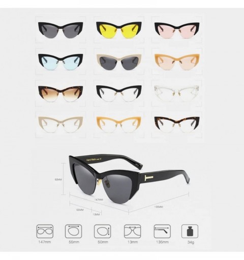 Cat Eye Cateye Sunglasses for Women Vintage Retro Cat Eye Half Rimmed glasses - C11 - CB18G8AK97C $15.91