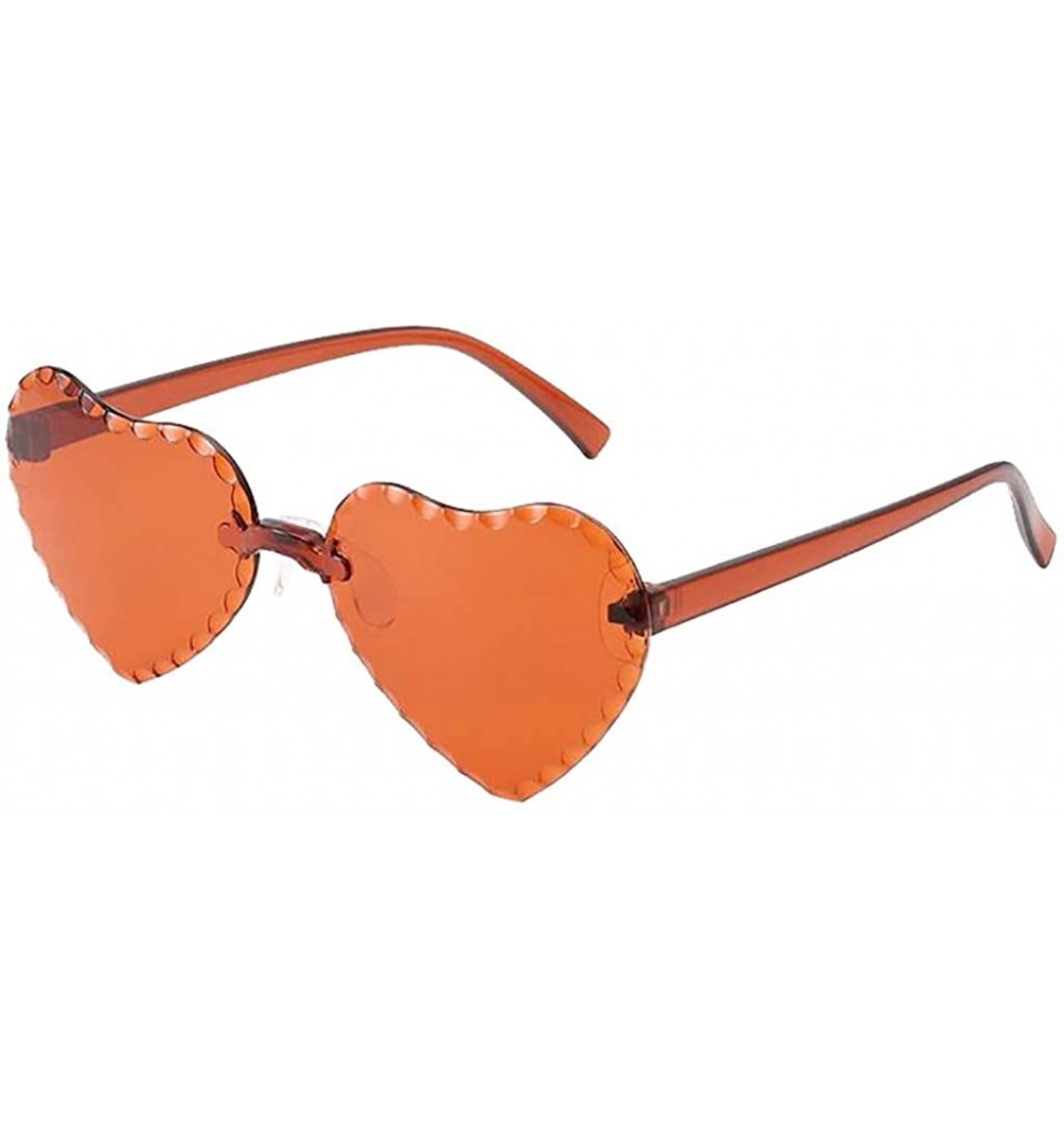 Wrap Heart Shape Sunglasses Transparent Rimless Candy Color Glasses Frameless Love Eyewear Sunglasses UV400 Sunglass - CK1907...