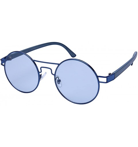 Round Round Brow Bar Sunglasses with Ocean Mirror Lens 25151-OCM - Blue - CH12O37X8MD $11.87