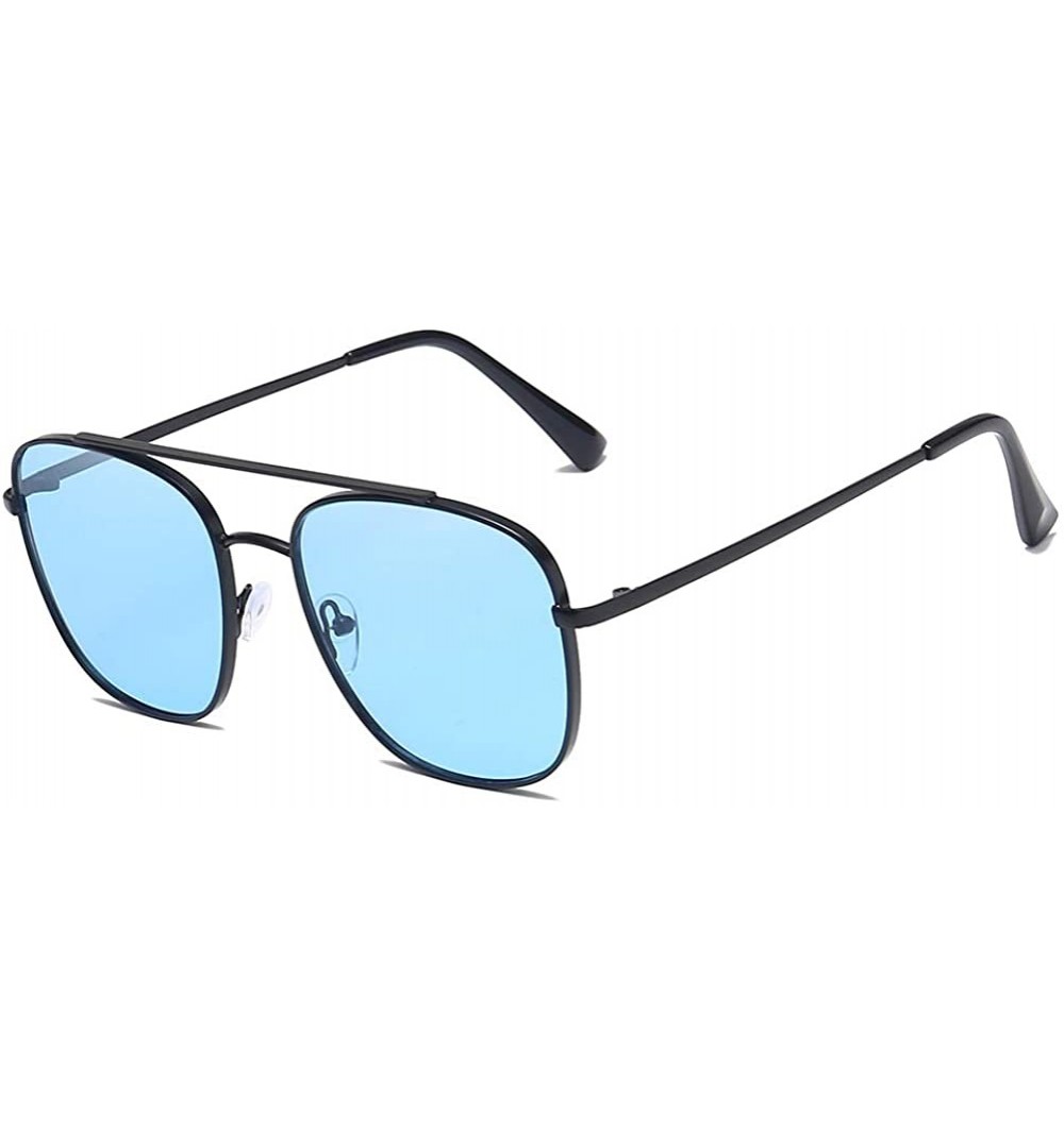 Oval Unisex Sunglasses Retro Blue Drive Holiday Oval Non-Polarized UV400 - Blue - CD18R0RSAD4 $11.20