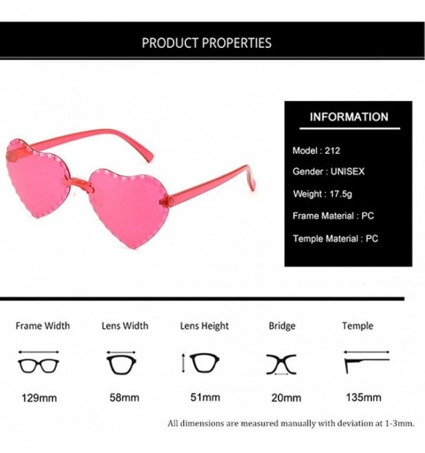 Wrap Heart Shape Sunglasses Transparent Rimless Candy Color Glasses Frameless Love Eyewear Sunglasses UV400 Sunglass - CK1907...