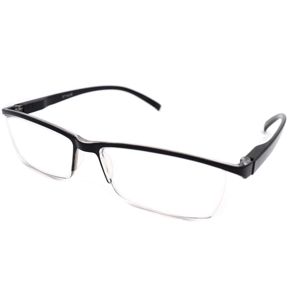 Rimless Super Lightweight Reading Glasses Free Pouch HalfRim - Z1 Shiny Black - CH18TS84QX0 $18.24