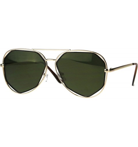 Aviator Womens Aviator Sunglasses Angled Double Metal Frame Mirror Lens - Gold (Gold Mirror) - CA188WX7HLK $23.84