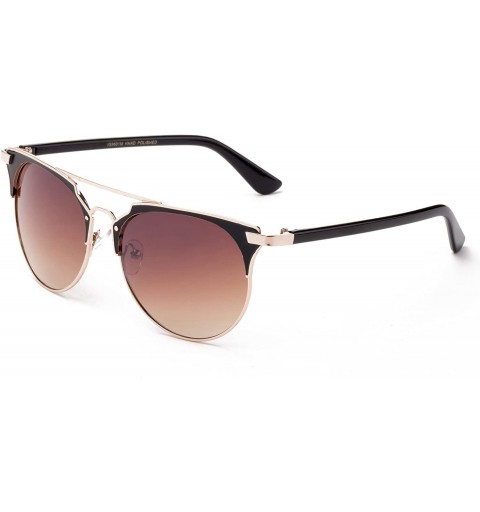 Aviator "City" Modern Geometric Fashion Sunglasses - Gold/Brown - C712MCS6611 $21.76