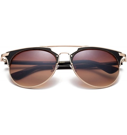 Aviator "City" Modern Geometric Fashion Sunglasses - Gold/Brown - C712MCS6611 $10.17