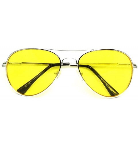 Aviator New Silver Metal Frame Classic Color See Through Lens Aviator Sunglasses - (Yellow Lens) - C011D4K8FYX $21.96
