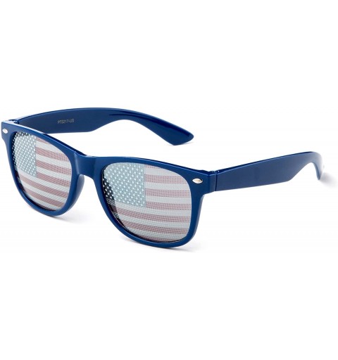 Wayfarer "Merica" - Retro Design United States Decal Comfortable Party Glasses - Blue - CY12N4T8IVO $21.79