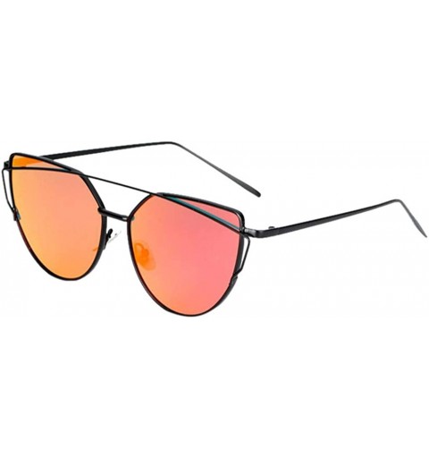 Cat Eye Sunglasses for Women-Cat Eye Mirrored + Transparent Flat Lenses Metal Frame Sunglasses UV400 - C6 - C618ULAW0Z0 $14.59