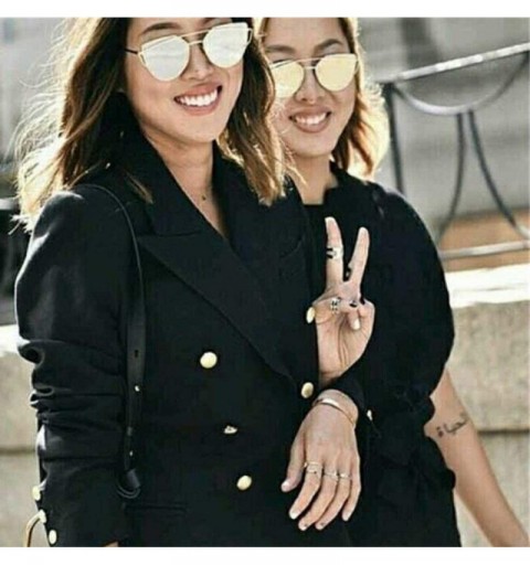 Cat Eye Sunglasses for Women-Cat Eye Mirrored + Transparent Flat Lenses Metal Frame Sunglasses UV400 - C6 - C618ULAW0Z0 $14.59