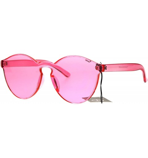 Round Pop Color Trendy Thick Plastic Full Panel Rimless Lens Keyhole Hipster Sunglasses - Pink - CK1827SM7MA $14.36