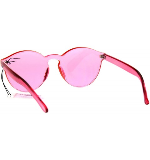 Round Pop Color Trendy Thick Plastic Full Panel Rimless Lens Keyhole Hipster Sunglasses - Pink - CK1827SM7MA $14.36