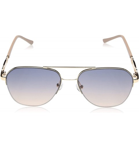Shield Women's R3282 Semi-Rimless Geometric Metal Aviator Sunglasses with Chain-Link Temple & 100% UV Protection - 55 mm - C8...
