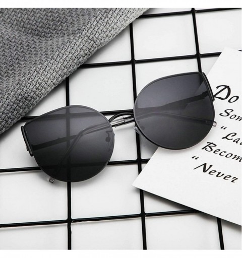 Sport Classic Retro Designer Style Cat Eye Sunglasses for Women Metal PC UV 400 Protection Sunglasses - Black Grey - CM18T2TW...