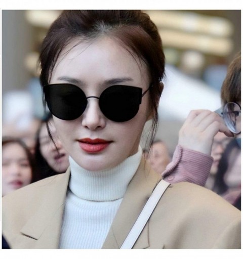 Sport Classic Retro Designer Style Cat Eye Sunglasses for Women Metal PC UV 400 Protection Sunglasses - Black Grey - CM18T2TW...