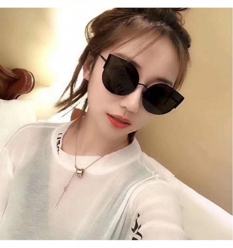 Sport Classic Retro Designer Style Cat Eye Sunglasses for Women Metal PC UV 400 Protection Sunglasses - Black Grey - CM18T2TW...