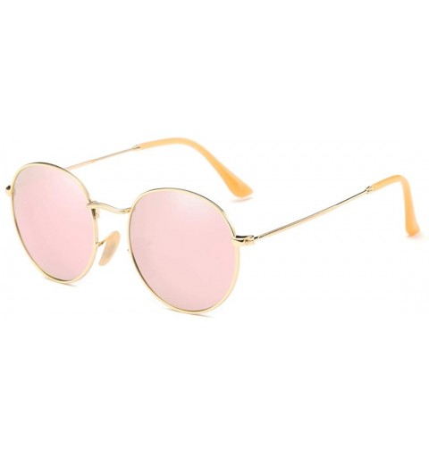 Round Small Round Polarized Sunglasses Mirrored Lens Unisex Classic Vintage Metal Frame Glasses - CB18L9S9I7T $11.54