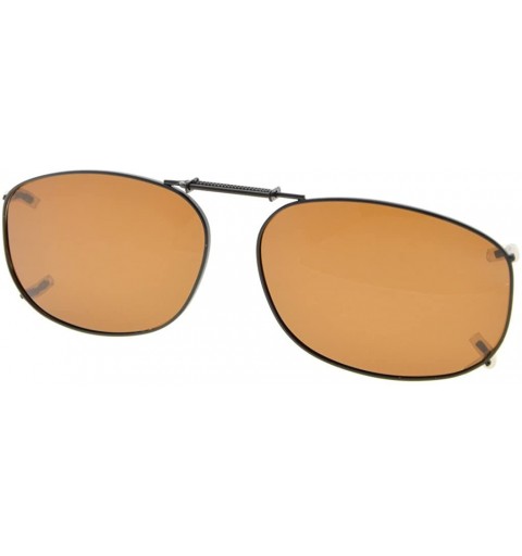 Rectangular Metal Frame Rim Polarized Lens Clip On Sunglasses 2 1/16"x1 3/8" - C89-brown - C0184OXOQ83 $11.54