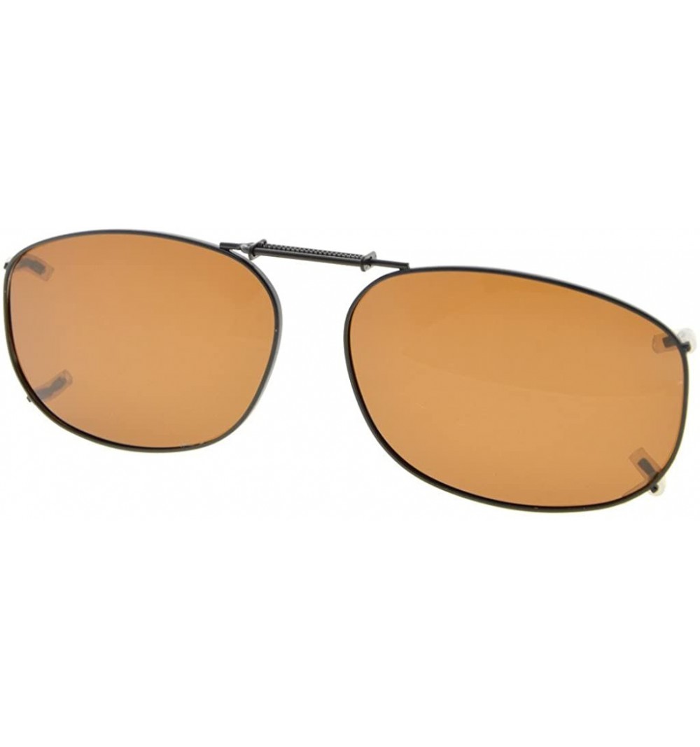 Rectangular Metal Frame Rim Polarized Lens Clip On Sunglasses 2 1/16"x1 3/8" - C89-brown - C0184OXOQ83 $11.54