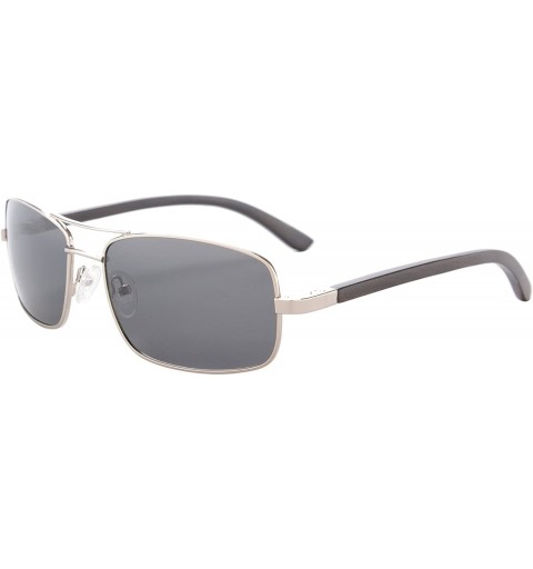 Aviator Handmade Polarized Wood Sunglasses Classic Wooden Sun Glasses UV400 Protection - 1541 - Sliver - CQ188Y8SO00 $25.18
