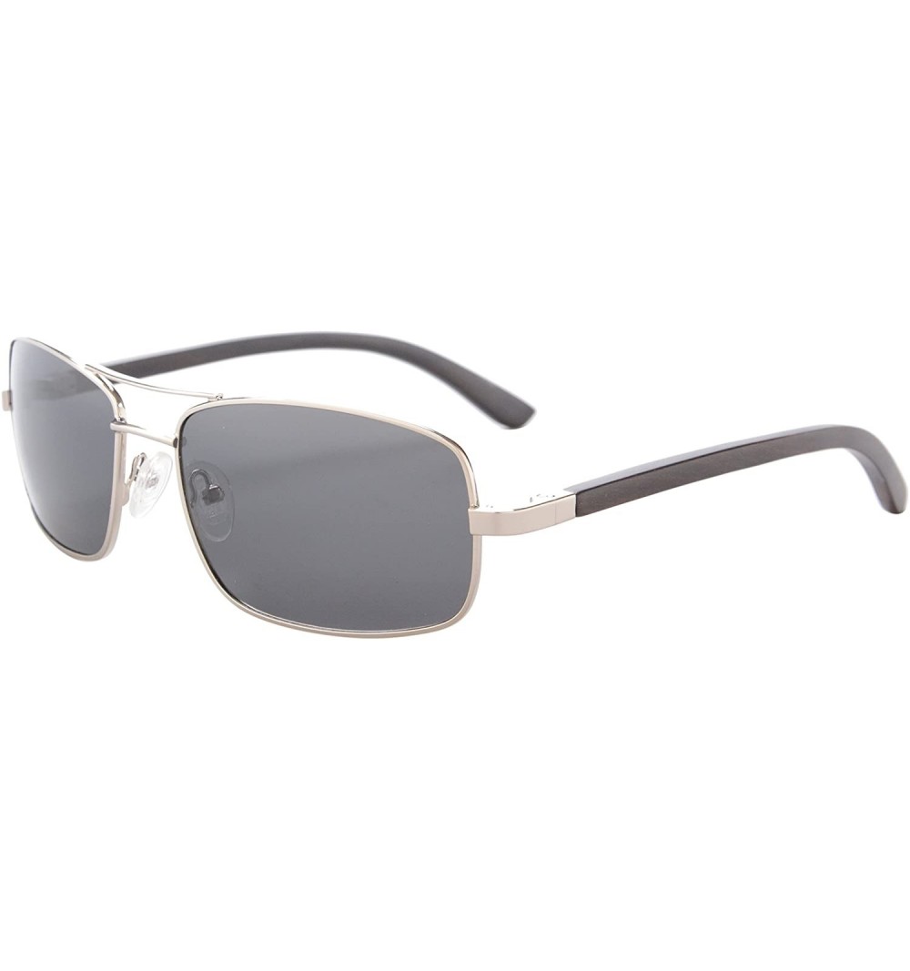 Aviator Handmade Polarized Wood Sunglasses Classic Wooden Sun Glasses UV400 Protection - 1541 - Sliver - CQ188Y8SO00 $25.18