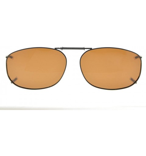 Rectangular Metal Frame Rim Polarized Lens Clip On Sunglasses 2 1/16"x1 3/8" - C89-brown - C0184OXOQ83 $11.54