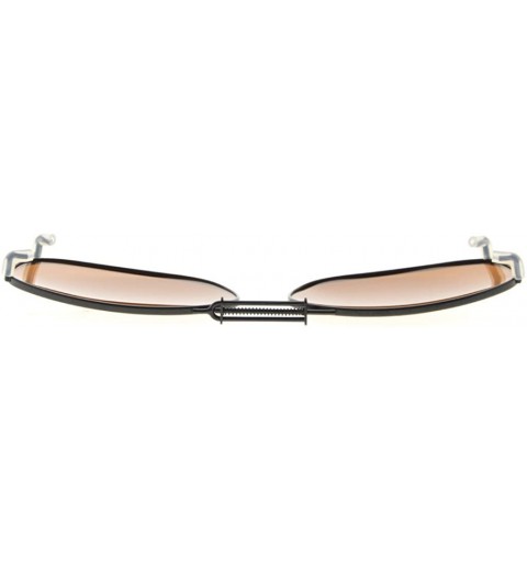 Rectangular Metal Frame Rim Polarized Lens Clip On Sunglasses 2 1/16"x1 3/8" - C89-brown - C0184OXOQ83 $11.54