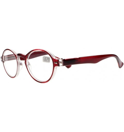 Oval Stylish Oval Round Frame Silver Rivets Reading Glasses Comfort Fit Men and Women - Red - CM187NDYIWY $7.63